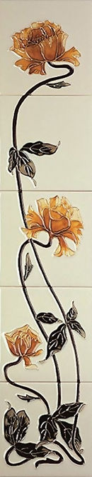 Sweeping Rose Yellow Ivory Tile Set