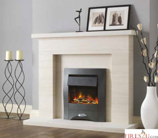 Pureglow Drayton Limestone and Illusion Electric Fireplace Suite